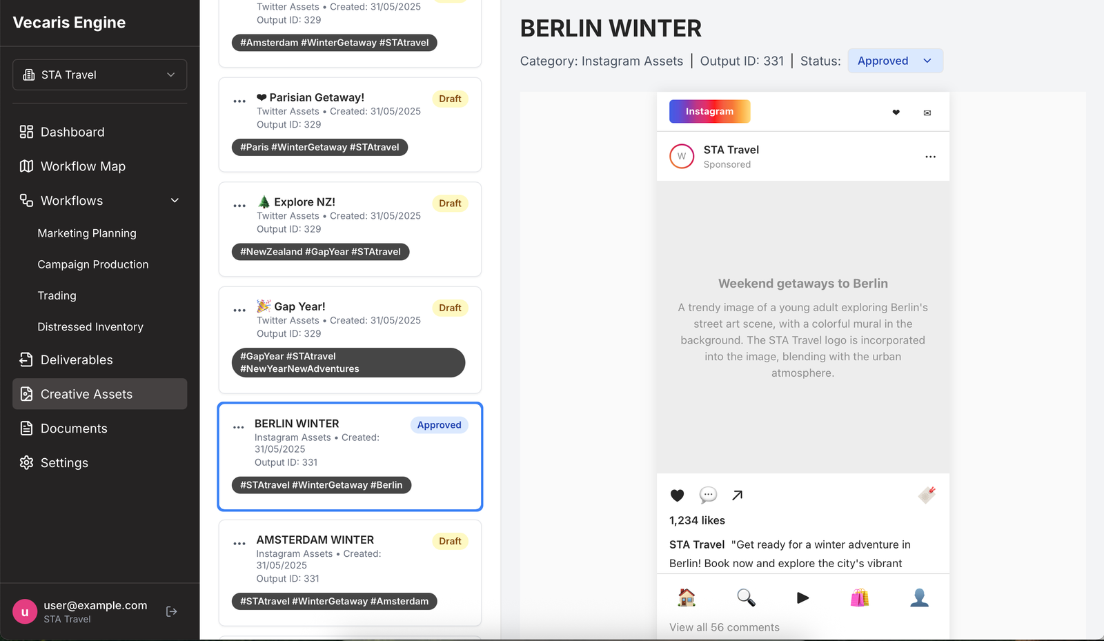 Asset creation outputs